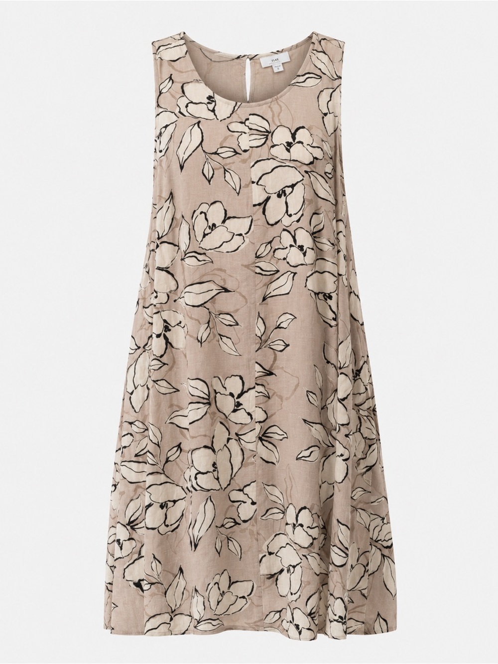 J. Jill Linen Blend Floral Shift Dress Beige Black Botanical Size Medium